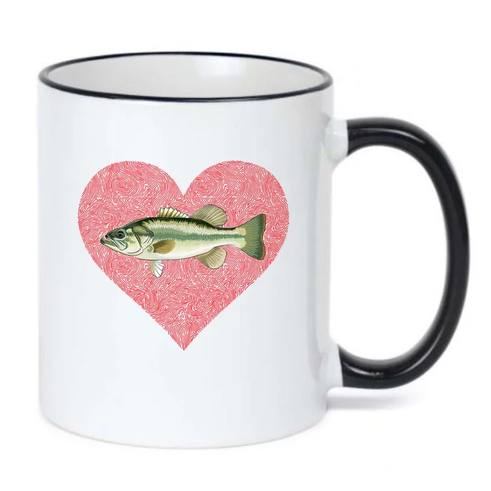 Largemouth Bass Valentines Day Fish Love Fingerprint Gift Black Color Changing Mug