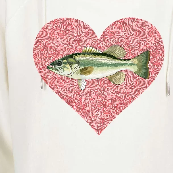 Largemouth Bass Valentines Day Fish Love Fingerprint Gift Womens Funnel Neck Pullover Hood