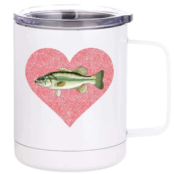 Largemouth Bass Valentines Day Fish Love Fingerprint Gift Front & Back 12oz Stainless Steel Tumbler Cup