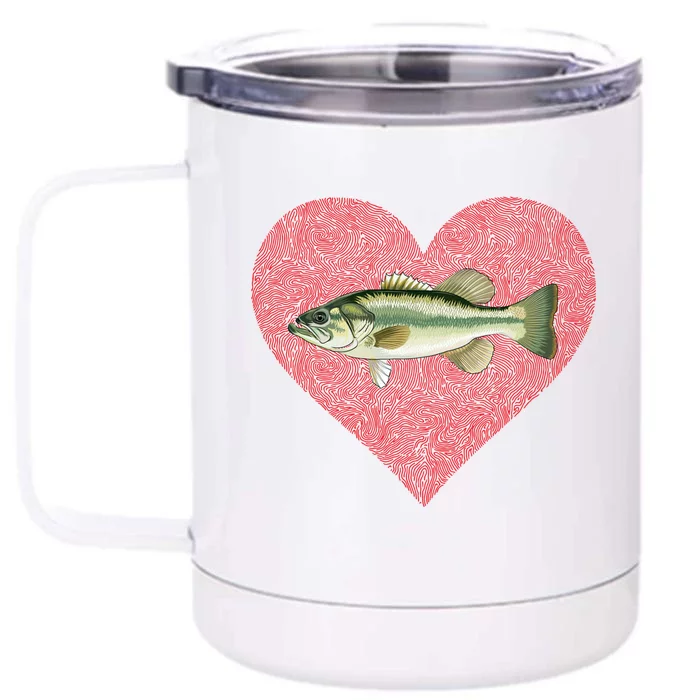 Largemouth Bass Valentines Day Fish Love Fingerprint Gift Front & Back 12oz Stainless Steel Tumbler Cup