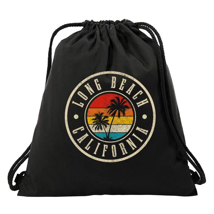 Long Beach Vintage Retro California Drawstring Bag