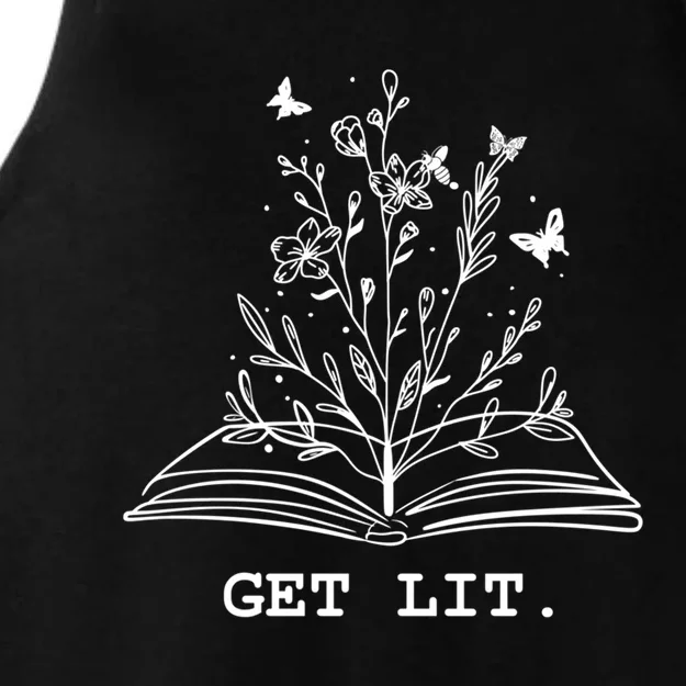 Library Book Wildflowers Lovers Literature Teacher Gift Ladies Tri-Blend Wicking Tank