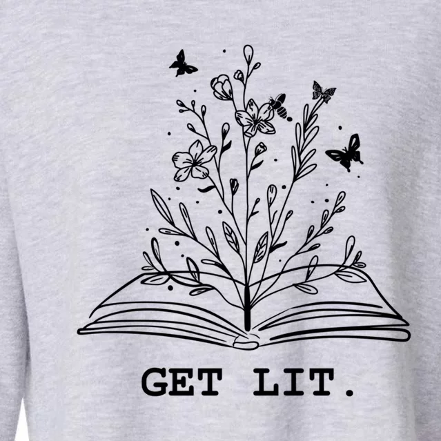 Library Book Wildflowers Lovers Literature Teacher Gift Cropped Pullover Crew