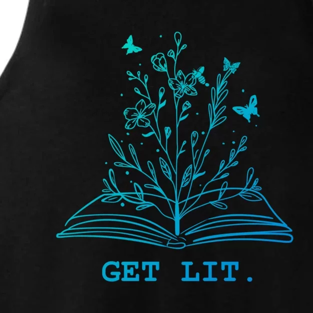 Library Book Wildflowers Lovers Literature Teacher Gift Ladies Tri-Blend Wicking Tank