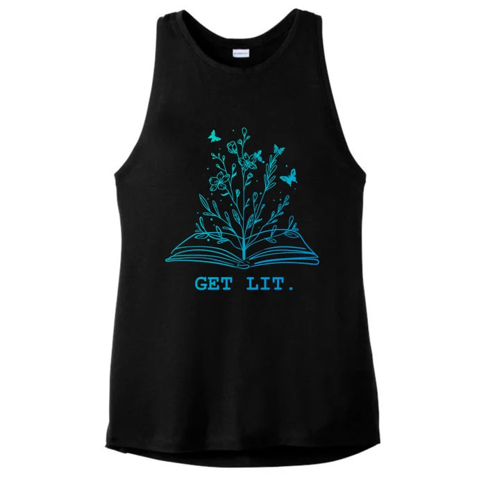 Library Book Wildflowers Lovers Literature Teacher Gift Ladies Tri-Blend Wicking Tank