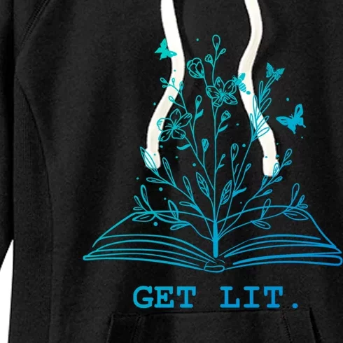 Library Book Wildflowers Lovers Literature Teacher Gift Women's Fleece Hoodie