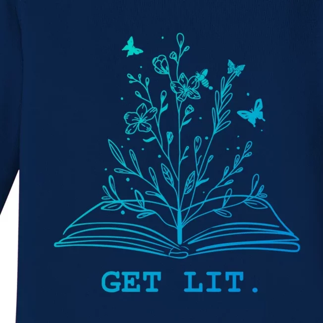 Library Book Wildflowers Lovers Literature Teacher Gift Baby Long Sleeve Bodysuit