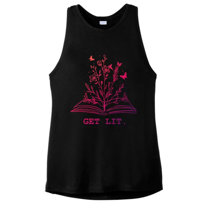 Library Book Wildflowers Lovers Literature Teacher Gift Ladies Tri-Blend Wicking Tank