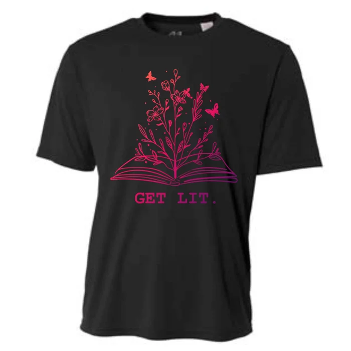 Library Book Wildflowers Lovers Literature Teacher Gift Cooling Performance Crew T-Shirt