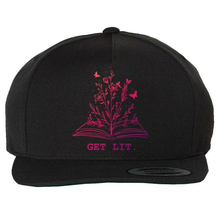 Library Book Wildflowers Lovers Literature Teacher Gift Wool Snapback Cap