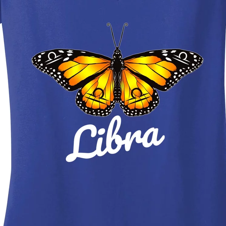 Libra Butterfly Wings With Libra Zodiac Sign Gift Women's V-Neck T-Shirt