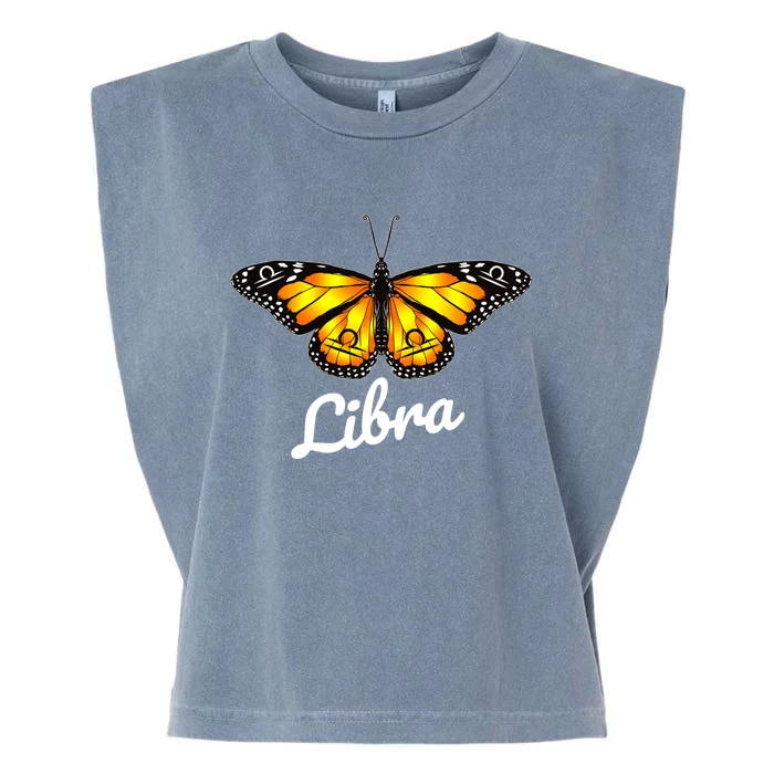 Libra Butterfly Wings With Libra Zodiac Sign Gift Garment-Dyed Women's Muscle Tee