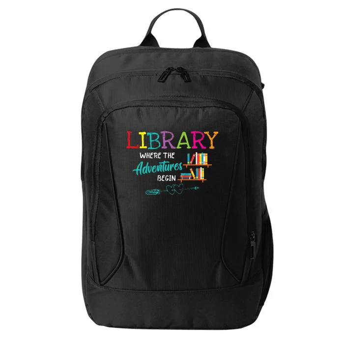 Library Books Where Adventure Begins Librarian Reader City Backpack