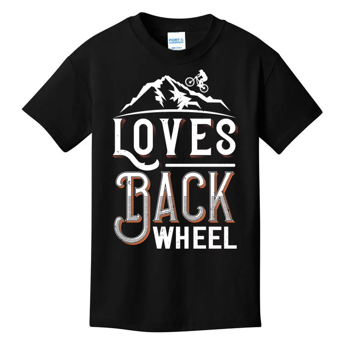 Love Back Wheel Mountain Biking Kids T-Shirt