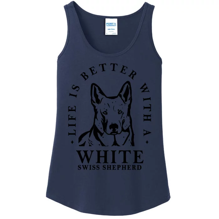 Life Better With A White Swiss Shepherd Life Better With Dog Mom Dad Ladies Essential Tank