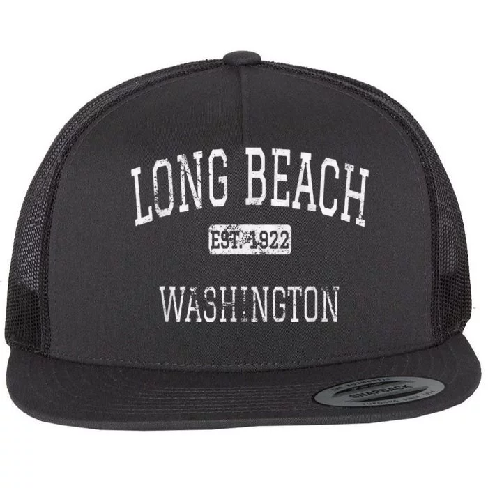 Long Beach Washington Wa Vintage Flat Bill Trucker Hat