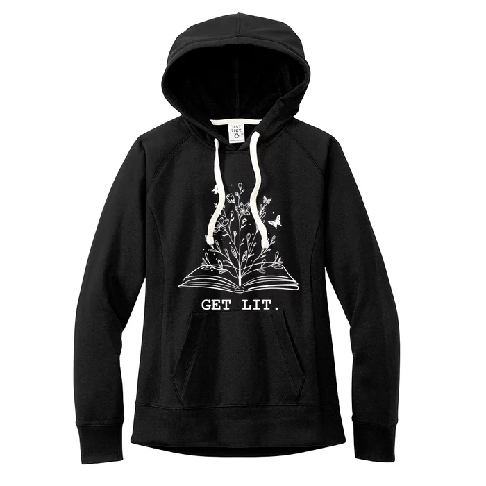 Library Book Wildflowers Lovers Literature Teacher Gift Women's Fleece Hoodie