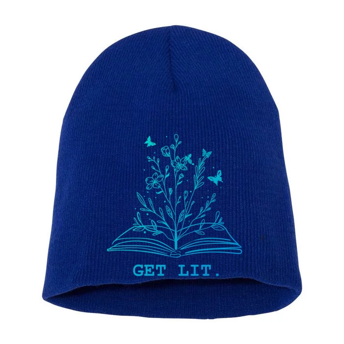 Library Book Wildflowers Lovers Literature Teacher Gift Short Acrylic Beanie