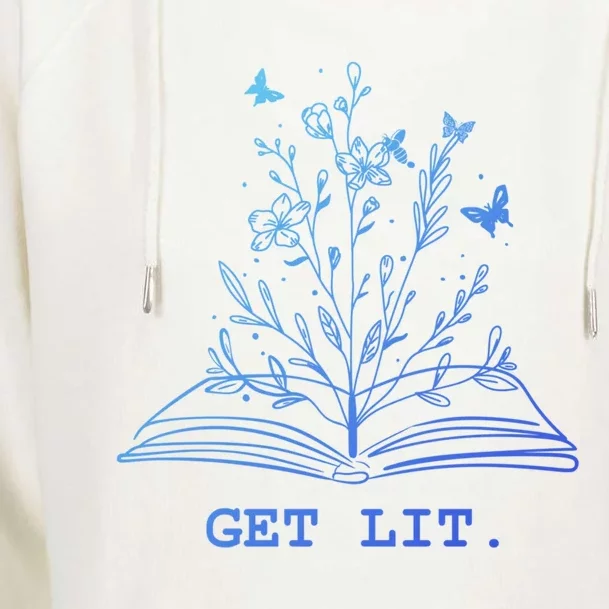 Library Book Wildflowers Lovers Literature Teacher Gift Womens Funnel Neck Pullover Hood