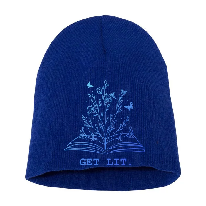 Library Book Wildflowers Lovers Literature Teacher Gift Short Acrylic Beanie