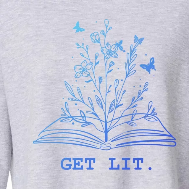 Library Book Wildflowers Lovers Literature Teacher Gift Cropped Pullover Crew