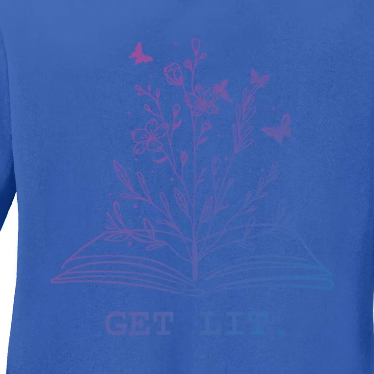 Library Book Wildflowers Lovers Literature Teacher Gift Ladies Long Sleeve Shirt