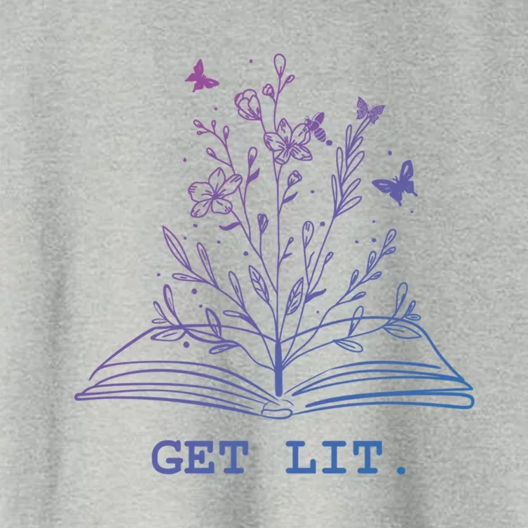 Library Book Wildflowers Lovers Literature Teacher Gift Women's Crop Top Tee