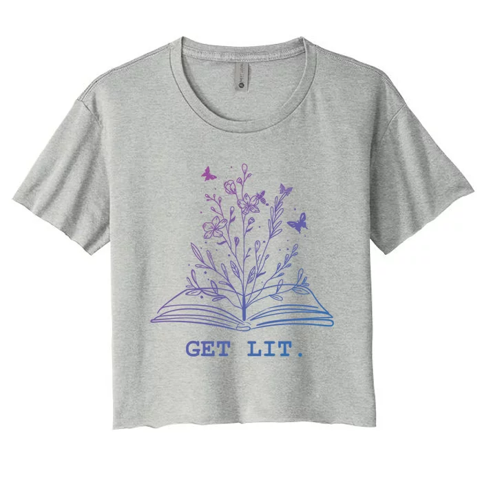 Library Book Wildflowers Lovers Literature Teacher Gift Women's Crop Top Tee