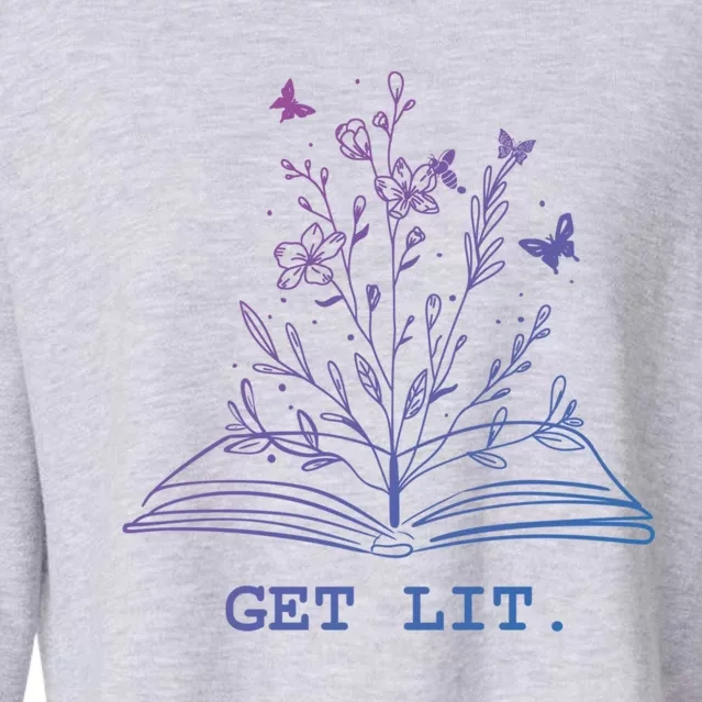 Library Book Wildflowers Lovers Literature Teacher Gift Cropped Pullover Crew