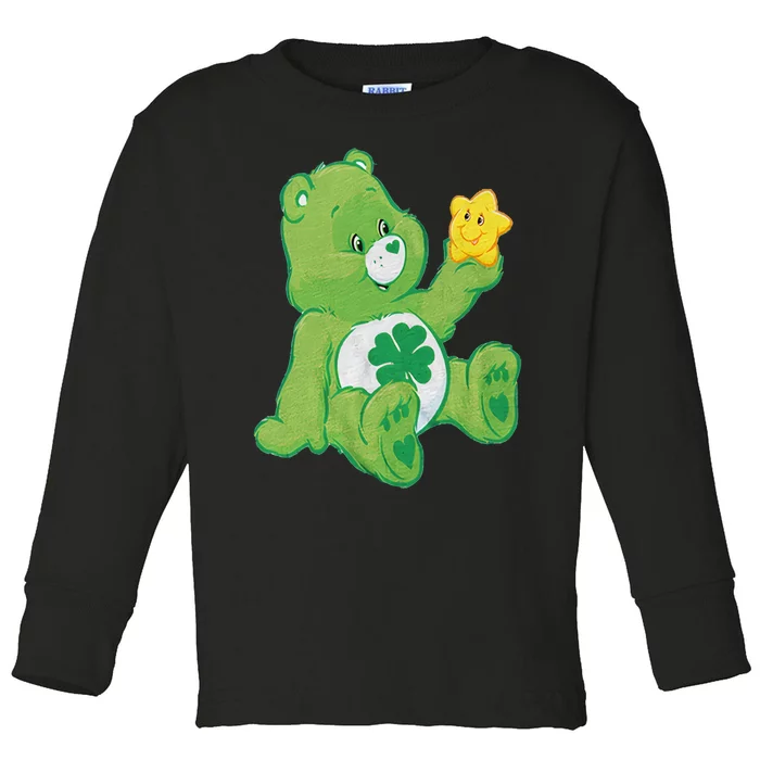 Lucky Bear With Star Saint Patrick's Day Irish Shamrock Cute Funny Toddler Long Sleeve Shirt