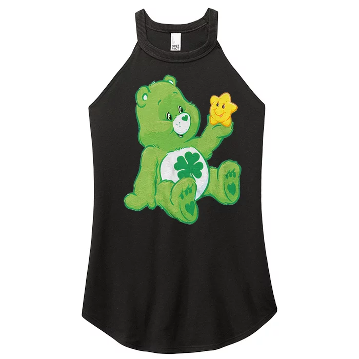 Lucky Bear With Star Saint Patrick's Day Irish Shamrock Cute Funny Women’s Perfect Tri Rocker Tank