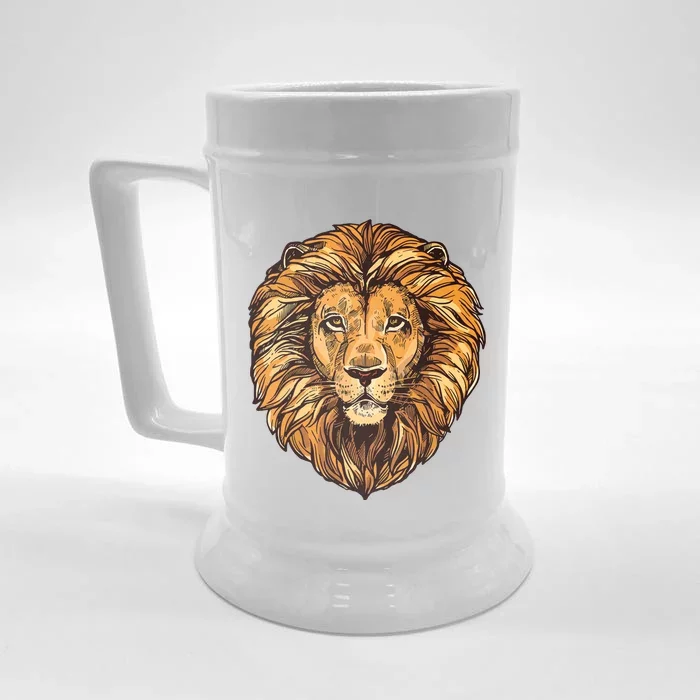 Lion Boy Womens Lion Graphic Tees For Women Men Front & Back Beer Stein