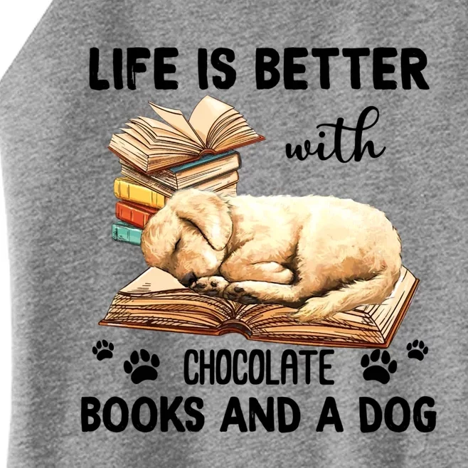 Lifes Better With Chocolate Books And A Dog Great Gift Women’s Perfect Tri Rocker Tank