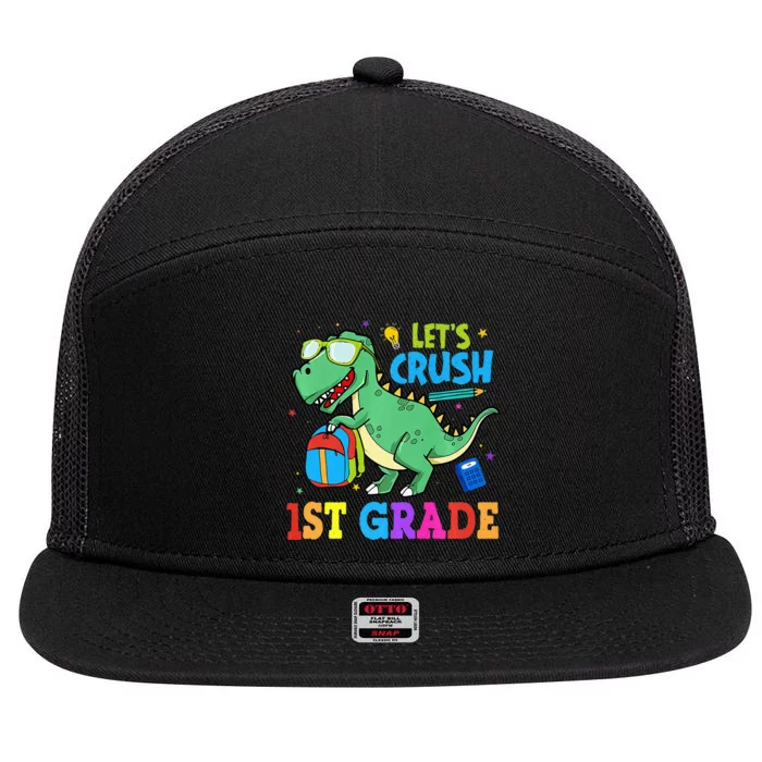 Let's Crush 1st Grade T Rex Dinosaur Back To School 7 Panel Mesh Trucker Snapback Hat