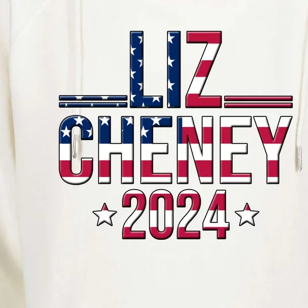 Liz Cheney 2024 American Flag Womens Funnel Neck Pullover Hood