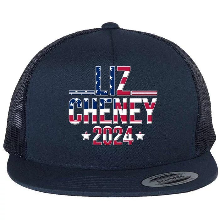 Liz Cheney 2024 American Flag Flat Bill Trucker Hat