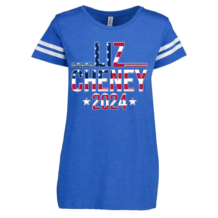 Liz Cheney 2024 American Flag Enza Ladies Jersey Football T-Shirt