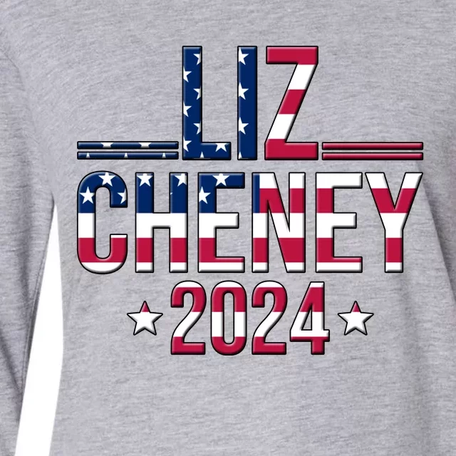 Liz Cheney 2024 American Flag Womens Cotton Relaxed Long Sleeve T-Shirt