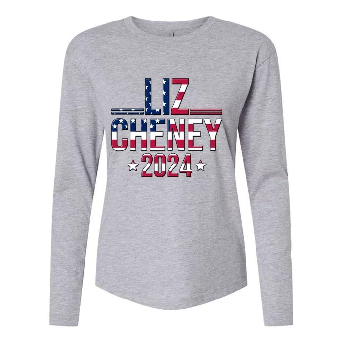 Liz Cheney 2024 American Flag Womens Cotton Relaxed Long Sleeve T-Shirt