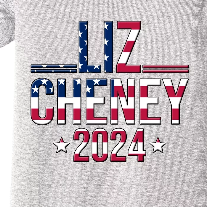 Liz Cheney 2024 American Flag Baby Bodysuit