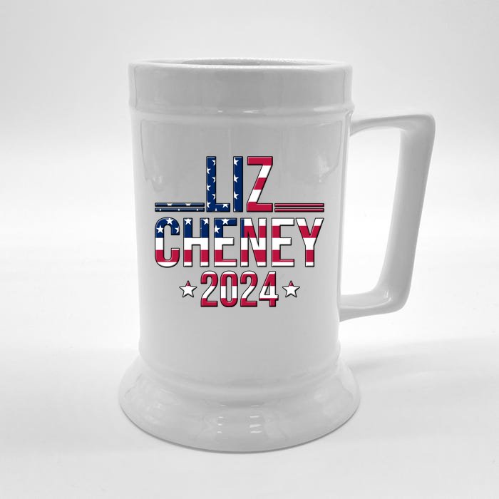 Liz Cheney 2024 American Flag Front & Back Beer Stein