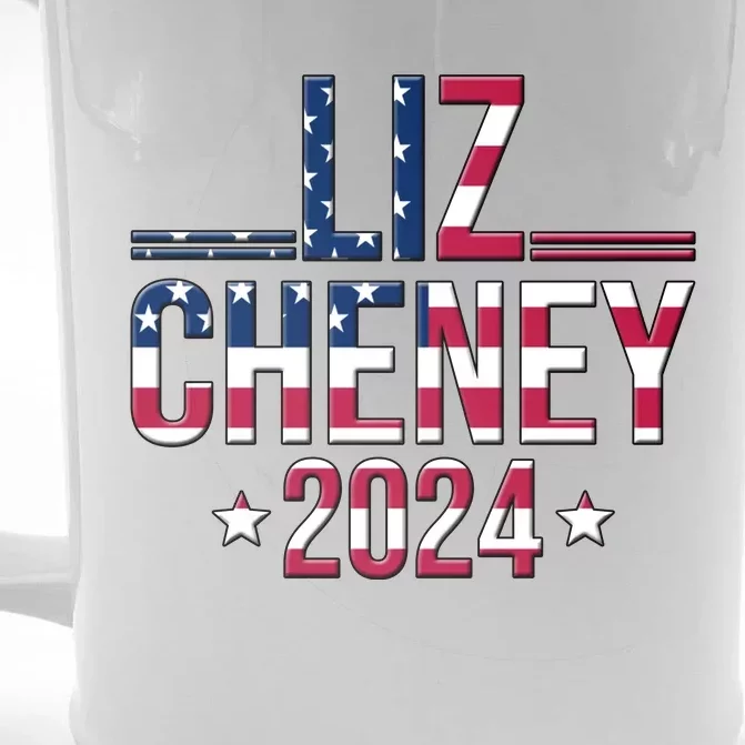 Liz Cheney 2024 American Flag Front & Back Beer Stein