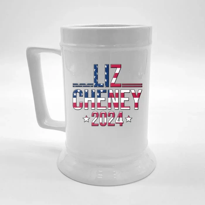 Liz Cheney 2024 American Flag Front & Back Beer Stein