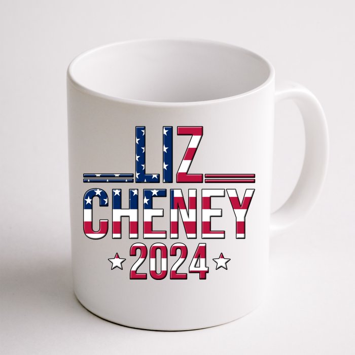 Liz Cheney 2024 American Flag Front & Back Coffee Mug