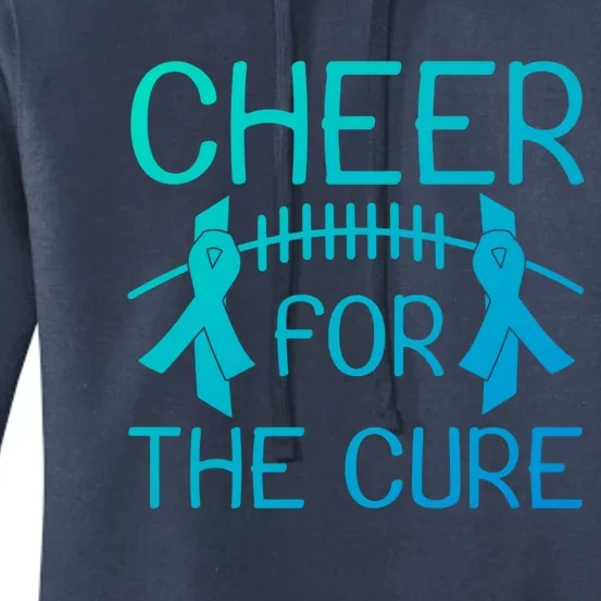 Lung Cancer Awareness Cheer For The Cure Football Gift Women's Pullover Hoodie