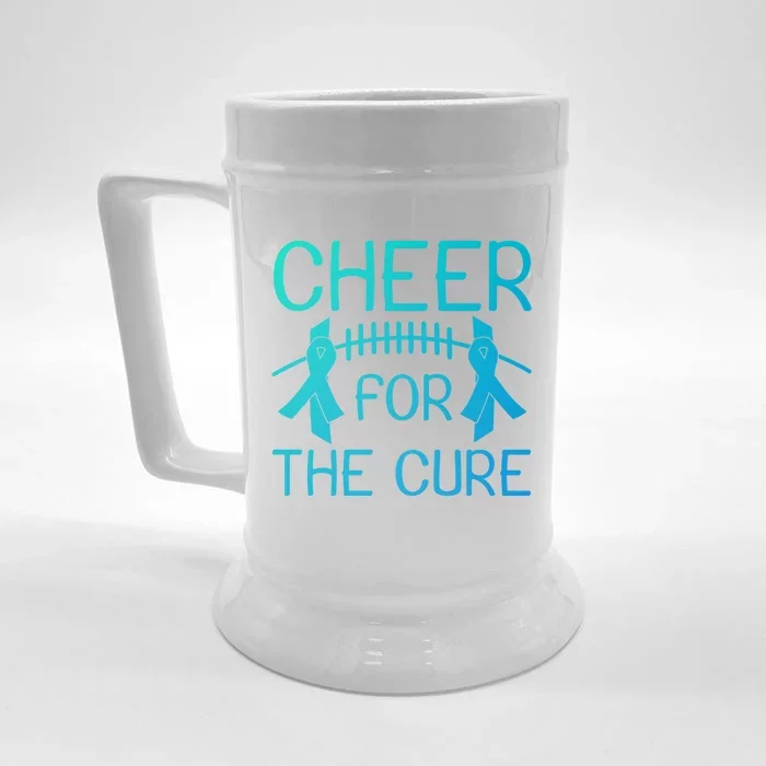 Lung Cancer Awareness Cheer For The Cure Football Gift Front & Back Beer Stein