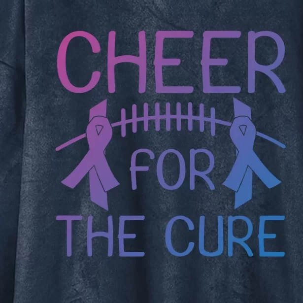 Lung Cancer Awareness Cheer For The Cure Football Gift Hooded Wearable Blanket