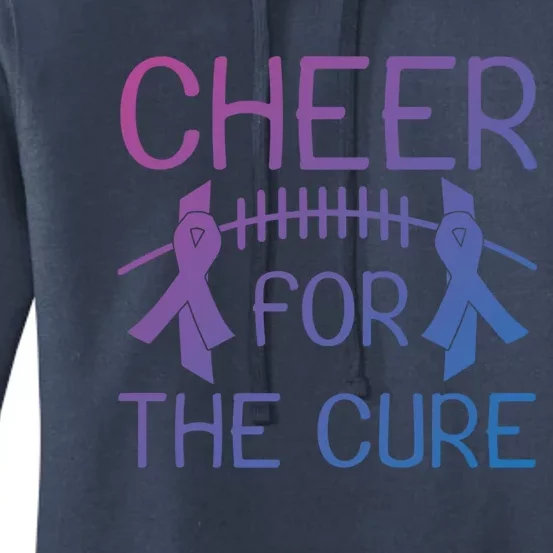 Lung Cancer Awareness Cheer For The Cure Football Gift Women's Pullover Hoodie