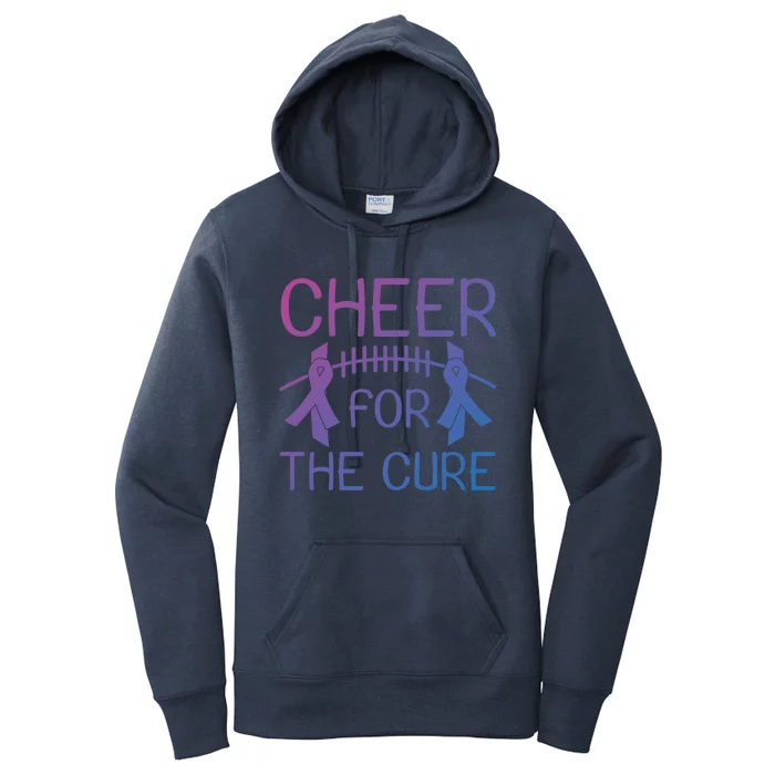 Lung Cancer Awareness Cheer For The Cure Football Gift Women's Pullover Hoodie