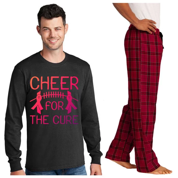 Lung Cancer Awareness Cheer For The Cure Football Gift Long Sleeve Pajama Set